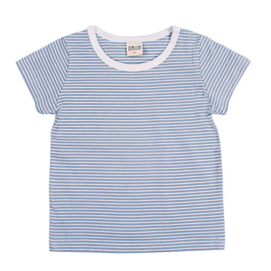 Picture of Striped Blue Cotton T-Shirt For Kids
