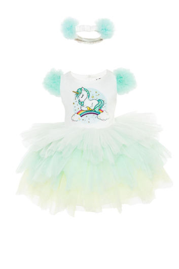 Picture of BABY GIRL WITH UNICORN AND TUTU SKIRT GREEN