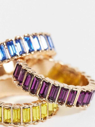 Picture of Pack of 3 rings with crystal baguette