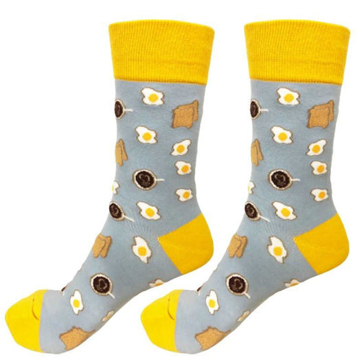 Picture of Socks color yelllow and gray with design