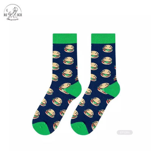 Picture of Socks green and navy blue color  with design