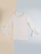 صورة White Top With White Cuffs And Collar For Girls (With Name Embroidery Fee)