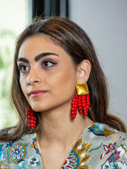 صورة Earrings Red  with Gold