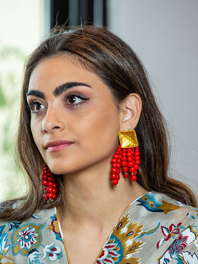 Picture of  Earrings Red with Gold
