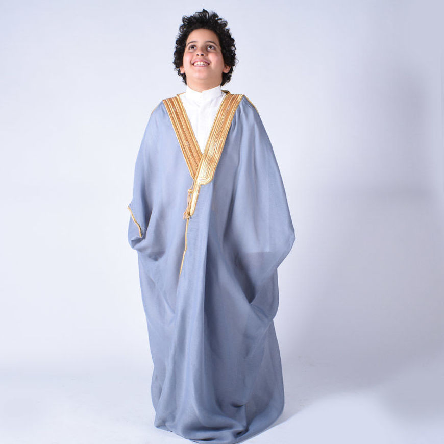 Picture of Gray Bisht Al Nukhba For Boys (With Name Embroidery)
