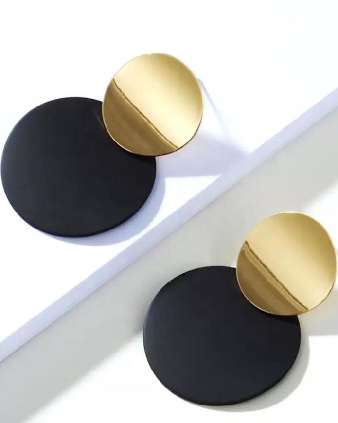 Black Stud Earrings Trendy Gold Color Round Metal Statement Earrings For Women Wing Jewelry 
