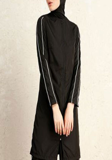 Picture of Black Islamic swimsuit with two lines on the sleeve and the bunnies