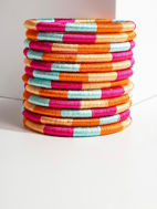 Picture of linen bracelets for Kids handmade color Blue,Pink,Orange and fushya 12pcs