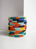 Picture of linen bracelets for Kids handmade color Blue,Black,Orange and fushya 12pcs