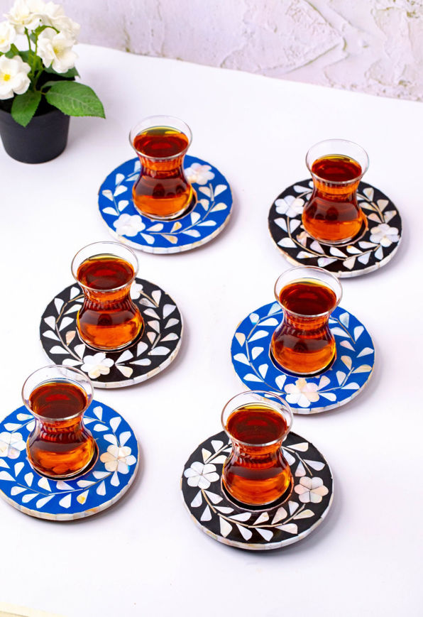 Picture of Mother Of Peal Plate sets with Tea Cup - Black & Blue