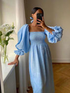 Picture of Blue linen Summer  Dress 