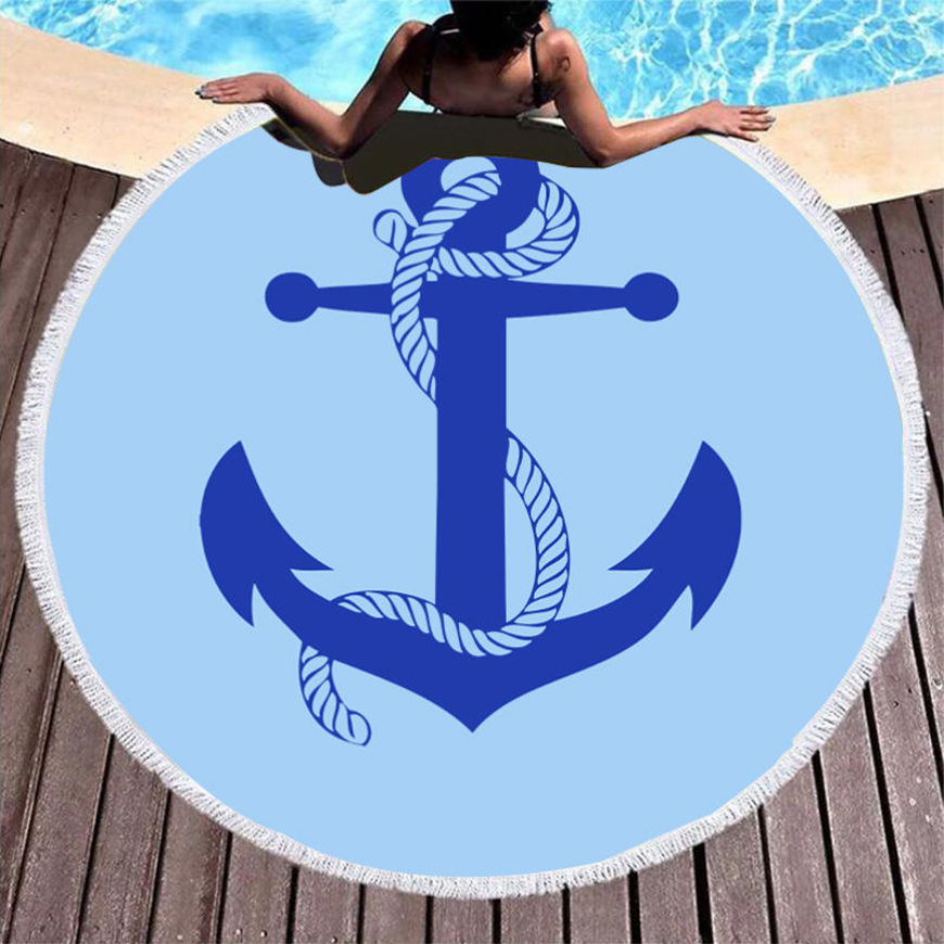Picture of PRINTED BEACH TOWEL ANCHOR BLUE