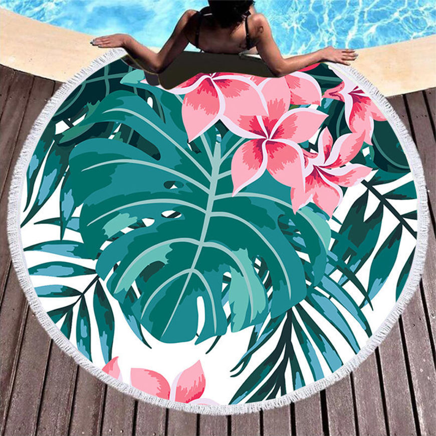 Picture of FLOWER & LEAF PATTERN BEACH TOWEL