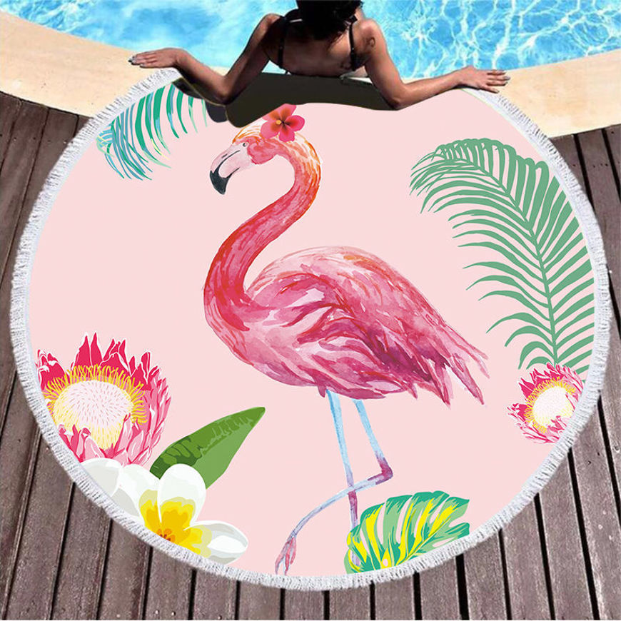 Picture of FLAMINGO AND LEAF PATTERN BEACH TOWEL