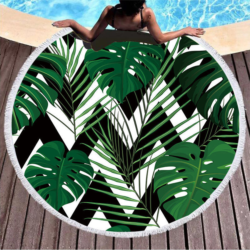 Picture of ZIG ZAG GREEN LEAF PATTERN BEAH TOWEL