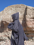 Picture of Hooded Bisht Gray Checks Design