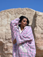 Picture of Hooded Bisht Light Pink Checks Design