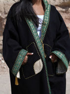 Picture of Hooded Bisht Black With Green Floral Border Design
