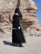 Picture of Hooded Bisht Black With Green Floral Border Design