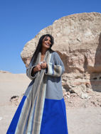 Picture of Gray & Blue Lining Border Design Winter Bisht