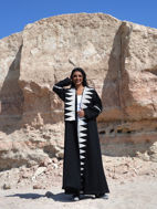 Picture of Black Winter Bisht with White Embroidery