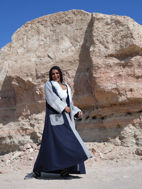Picture of Dark Blue & White Wool with Pockets Winter Bisht