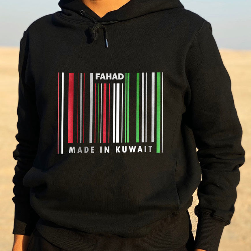 Picture of Black Hoodie For Adults - Barcode Design (With Name Printing)