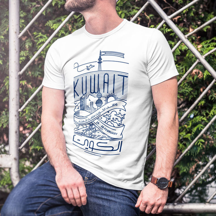 Picture of White T-shirt With Navy Blue Poster